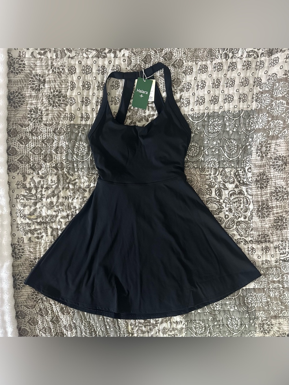 Black Halara Backless Crisscross Active Dress *Built-In Shorts!* Size S